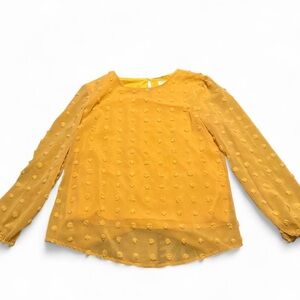 Textured Yellow Long Sleeve Blouse